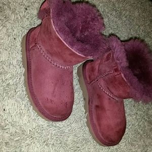Toddlers Burgundy Bow-Tie Uggs Boots